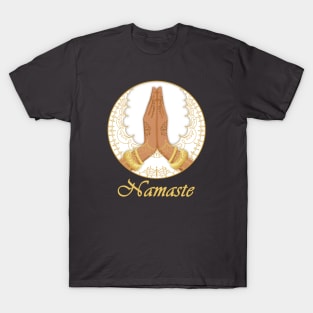 Namaste Hands White Mandala T-Shirt